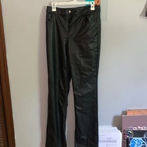 Zara leather pants with slit on the inside of pant leg never been worn